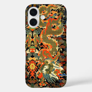 Coques iPhone 16 Impression de textile de dragon chinois vintage Ar