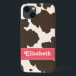 Case-Mate iPhone Case Impression de vache Brown rose<br><div class="desc">Si vous aimez les empreintes brunes et blanches de vache et les taches de vache, vous aimerez ce joli design de vachette brune et crème avec un imprimé poinçon rose ruban qui peut être personnalisé avec votre nom. Oeuvre © Chrissy H. Studios, LLC. Tous droits réservés.</div>