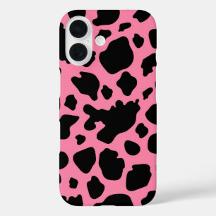 Coques iPhone 16 Impression de vache en rose