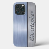 Coques Case-Mate iPhone Impression en acier inoxydable bleu titane (Verso)
