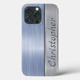 Case-Mate iPhone Case Impression en acier inoxydable bleu titane