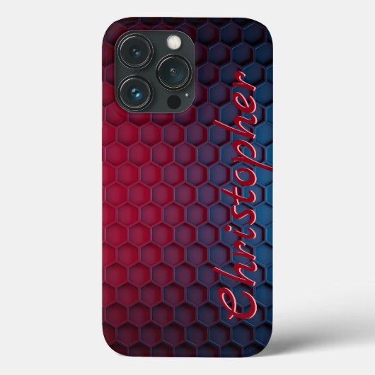 Coques Case-Mate iPhone Impression en acier inoxydable, rouge et bleu, tit (Verso)