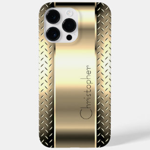 Coque Pour Pour iPhone 14 Pro Max Impression en acier inoxydable titane or