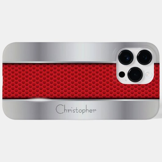 Coques Case-Mate iPhone Impression en acier inoxydable titane rouge (Verso (horizontal))