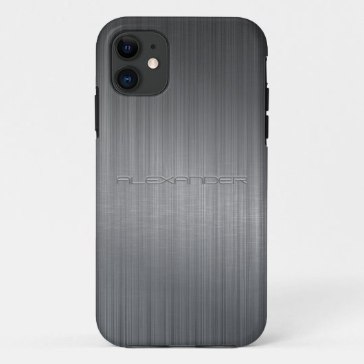 Coques Case-Mate iPhone Impression en aluminium brossé gris foncé (Dos)