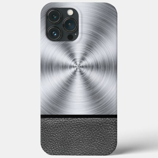 Coques Case-Mate iPhone Impression en cuir noir et acier (Verso)