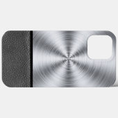 Coques Case-Mate iPhone Impression en cuir noir et acier (Verso (horizontal))