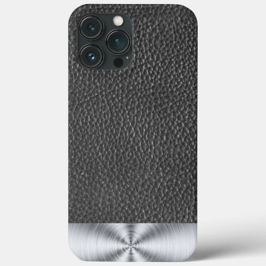Coques Case-Mate iPhone Impression en cuir noir et acier (Verso)