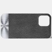 Coques Case-Mate iPhone Impression en cuir noir et acier (Verso (horizontal))