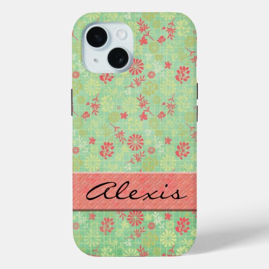 Coques Case-Mate iPhone Impression florale avec nom (Verso)