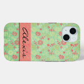 Coques Case-Mate iPhone Impression florale avec nom (Verso (horizontal))