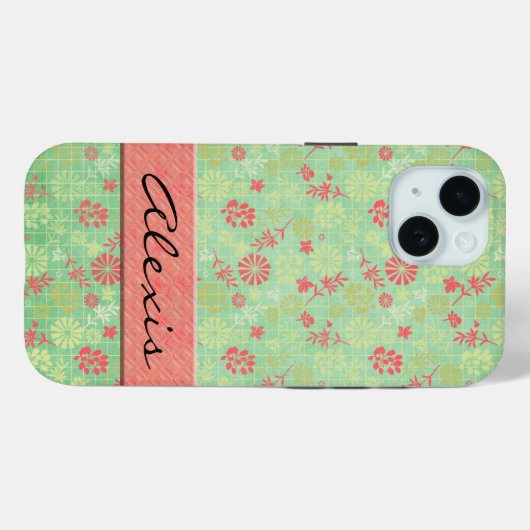 Coques Case-Mate iPhone Impression florale avec nom (Verso (horizontal))