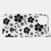 Coques Case-Mate iPhone Impression florale noire et blanche (Verso (horizontal))