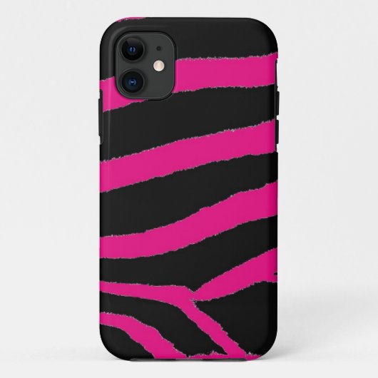 Coques Case-Mate iPhone Impression fourrure zèbre rose et noir (Dos)