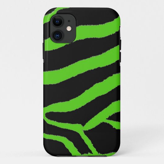 Coques Case-Mate iPhone Impression fourrure zèbre vert et noir (Dos)