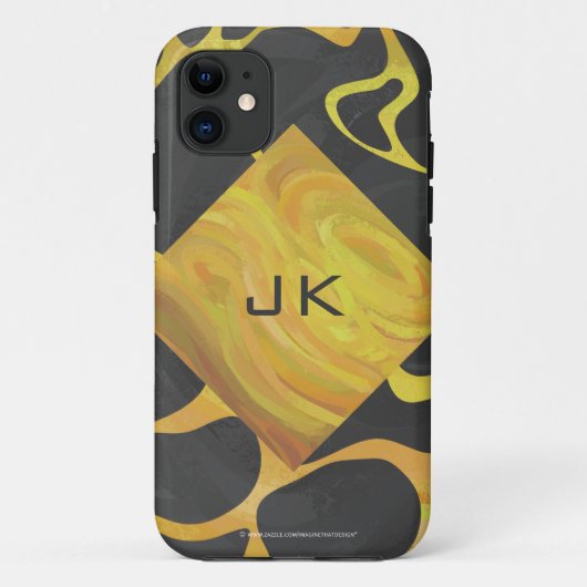Coques Case-Mate iPhone Impression Giraffe noir et jaune (Dos)