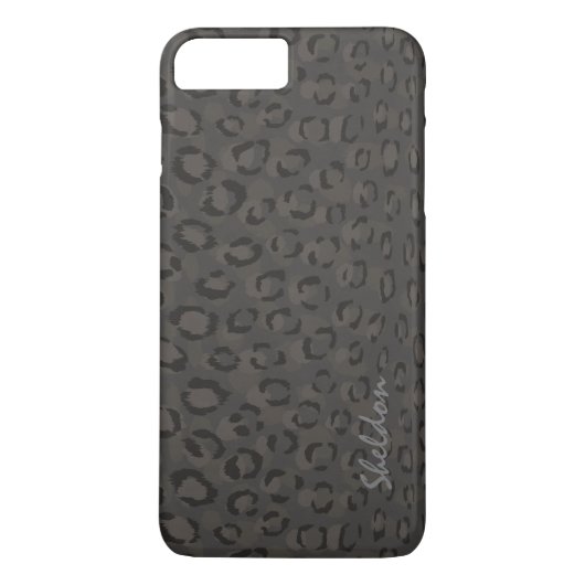 Coques Case-Mate iPhone Impression guépard gris noir cool monogramme (Dos)