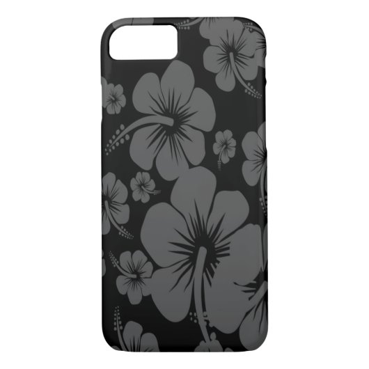 Coques Case-Mate iPhone Impression hawaïenne d'Hibiscus noir (Dos)