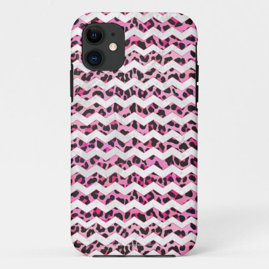 Coques Case-Mate iPhone Impression léopard noir et rose chaud (Dos)