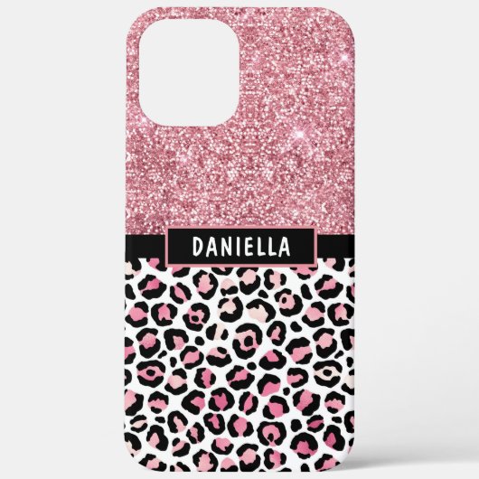 Coques Case-Mate iPhone Impression léopard pailletée rose personnalisée sc (Verso)