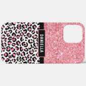 Coques Case-Mate iPhone Impression léopard pailletée rose personnalisée sc (Verso / Droite)
