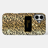 Coques Case-Mate iPhone Impression lepard glamour noir et or (Verso (horizontal))