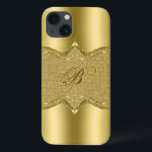 iPhone 13 Case Impression métal or avec Motif de diamants<br><div class="desc">Brillant imprimé or métallique avec motif d'impression de texture diamants or. monogramme personnalisé et optionnel.</div>