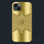 iPhone 13 Case Impression métal or avec Motif de diamants<br><div class="desc">Brillant imprimé or métallique avec motif d'impression de texture diamants or. monogramme personnalisé et optionnel.</div>