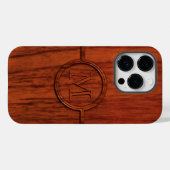 Coques Case-Mate iPhone Impression Monogramme en bois acajou (Verso (horizontal))