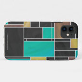 Coques Case-Mate iPhone Impression noire Brown Turquoise Mondrian (Dos (Horizontal))
