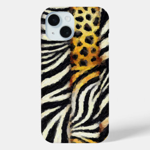Coque Pour iPhone 15 Impression peinte mixte d'animaux sauvages