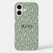 Coques Case-Mate iPhone Impression verte Cute Feuille avec nom (Verso)