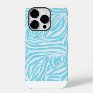 Coque Pour iPhone 14 Pro Impression Zèbre Bleu Blanc Gras