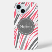 Coques Case-Mate iPhone Impression zèbre monographique en rose et gris (Verso)