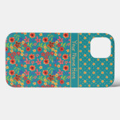 Coques Case-Mate iPhone Impressions florales sur Turquoise personnalisé iP (Verso (horizontal))