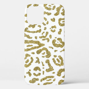Case-Mate iPhone Case Imprimé animal à paillettes dorées guépard blanc l