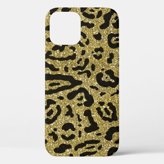 Coques Case-Mate iPhone Imprimé animal de léopard guépard noir paillettes (Verso)