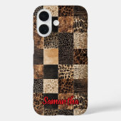Coques Case-Mate iPhone Imprimé animal rouge chic léopard monogramme (Verso)