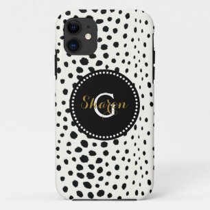 Etui iPhone Case-Mate Imprimé chic guépard noir blanc avec monogramme