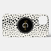 Coques Case-Mate iPhone Imprimé chic guépard noir blanc avec monogramme (Verso (horizontal))
