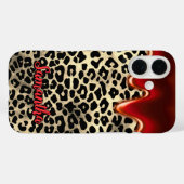 Coques Case-Mate iPhone Imprimé chic léopard rouge monogramme qui coule (Verso (horizontal))