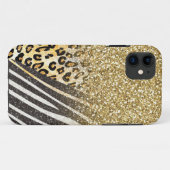 Coques Case-Mate iPhone Imprimé de léopard doré et de zèbre à la mode fémi (Dos (Horizontal))