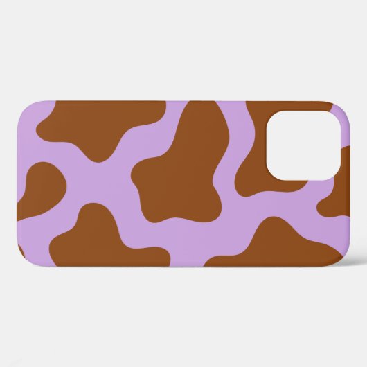 Coques Case-Mate iPhone imprimé de vache brun violet pastel (Verso (horizontal))