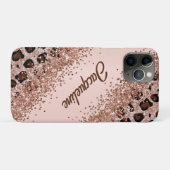 Coques Case-Mate iPhone Imprimé élégant léopard et paillettes (Dos (Horizontal))