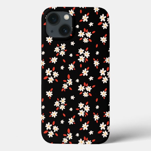 Coques Case-Mate iPhone imprimé floral de marguerite noire (Verso)