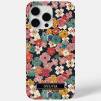 Imprimé floral japonais coloré monogrammé