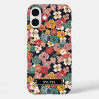 Imprimé floral japonais coloré monogrammé