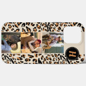 Coques Case-Mate iPhone Imprimé léopard 3 Photos carrées Monogramme nature (Verso (horizontal))