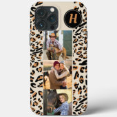 Coques Case-Mate iPhone Imprimé léopard 3 Photos carrées Monogramme nature (Verso)