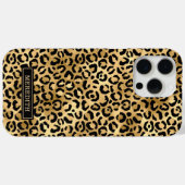 Coques Case-Mate iPhone Imprimé léopard à motif monogrammé feuille d'or  (Verso (horizontal))